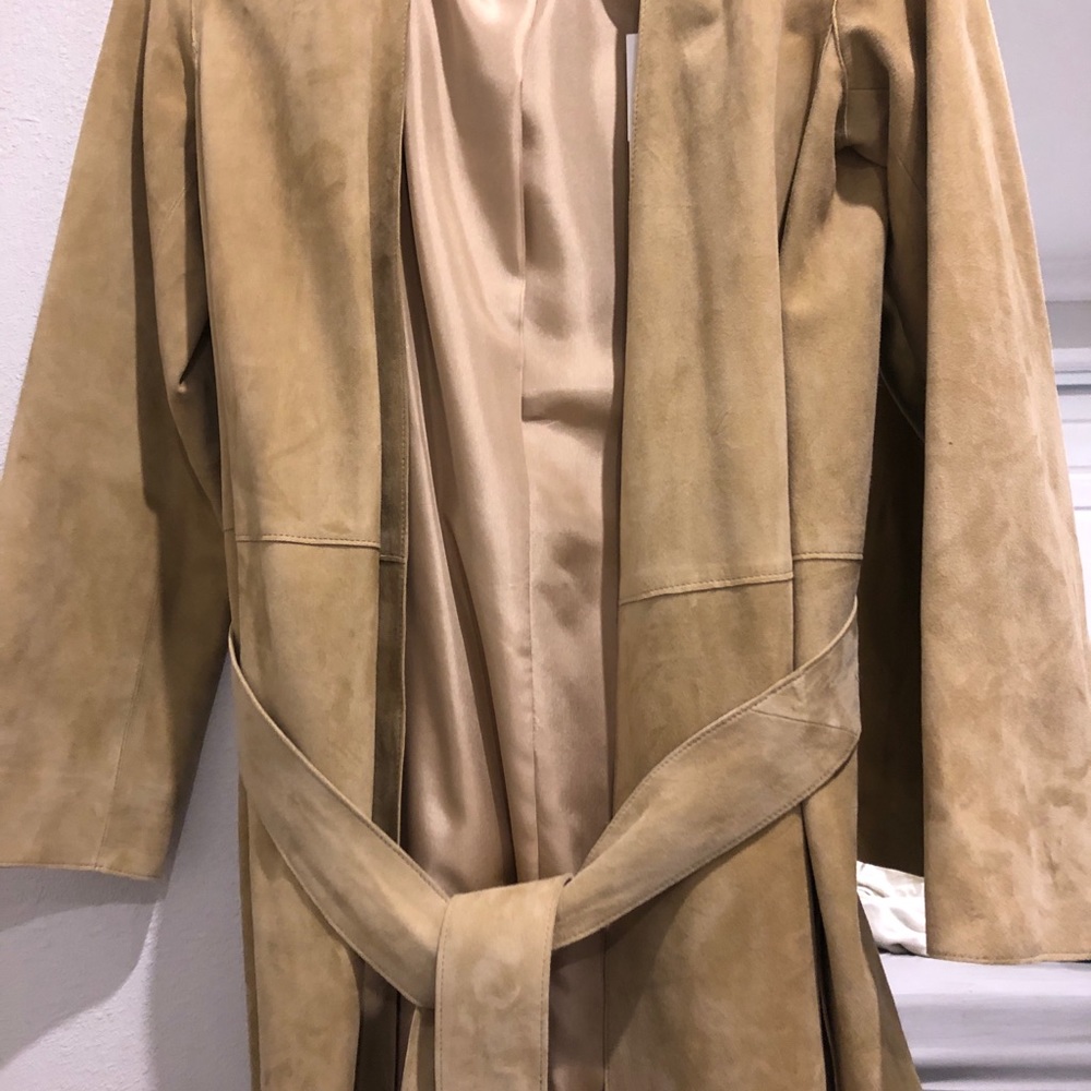 Vince Suede Khaki Trench Coat